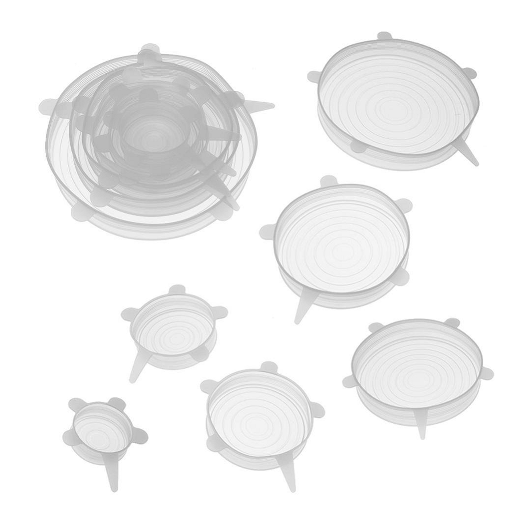 Encontraproduto.com.br - WE DROP - Kit 6 Tampas Silicone Panela Pote Universal Flexível Lavável