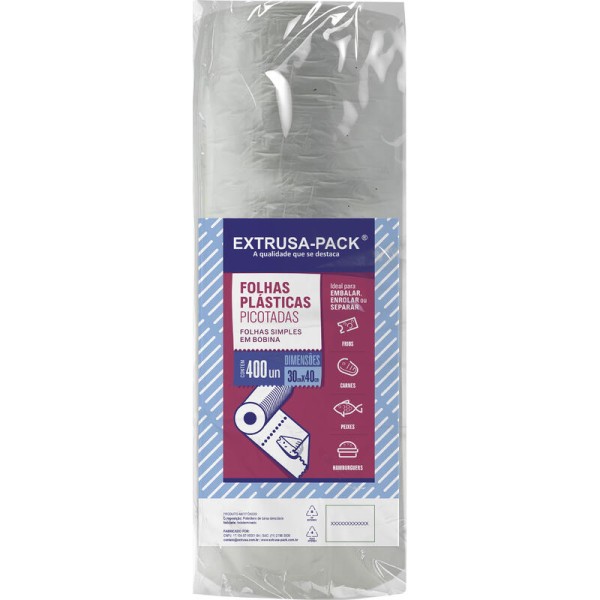 Encontraproduto.com.br - Bobina Picotada Extrusa-Pack 30x40cm Rolo com 400 unidades