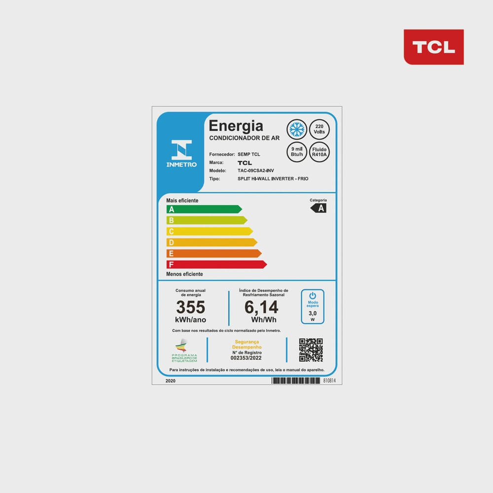 Encontraproduto.com.br - Ar-condicionado Split Hw Inverter Tcl Elite Series A2 9.000 Btus Só Frio 220v