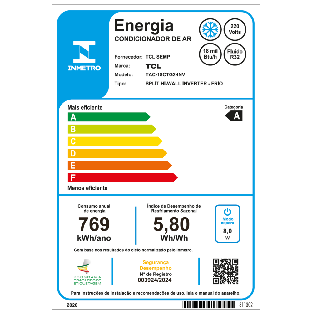 Encontraproduto.com.br - Ar Condicionado Split Hi Wall Inverter TCL 18000 BTU/h Frio TAC18CTG2INV – 220 Volts