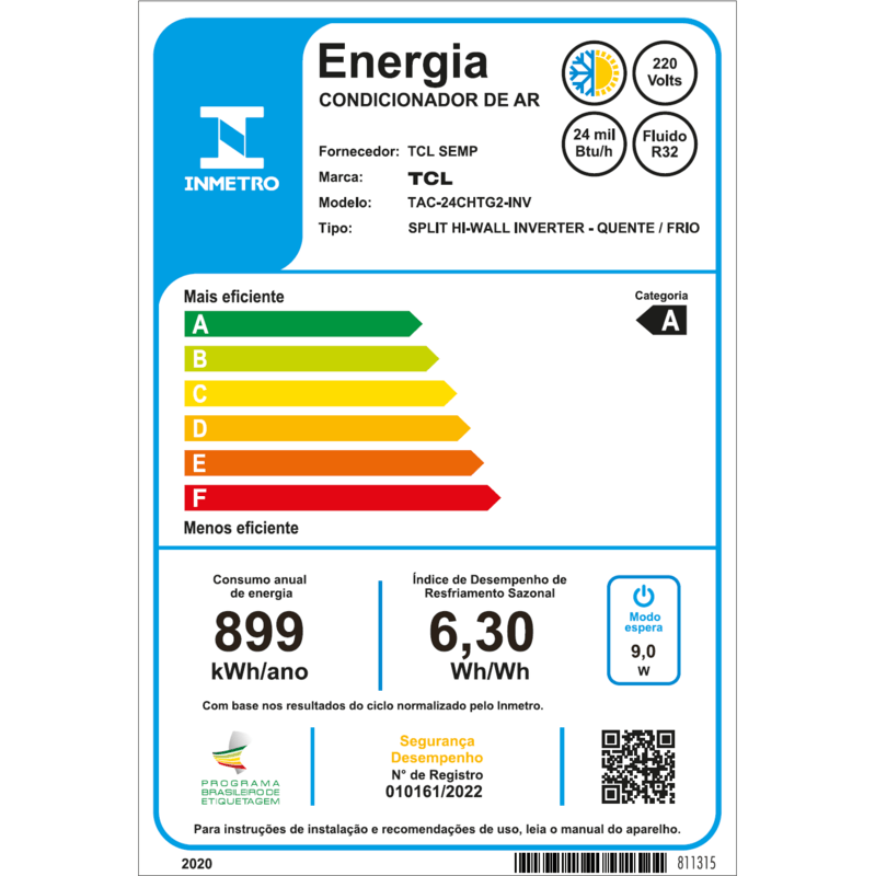 Encontraproduto.com.br - Ar Condicionado Split Hi Wall TCL T-Pro 2.0 Inverter 24.000 BTUs Quente e Frio 220V R-32