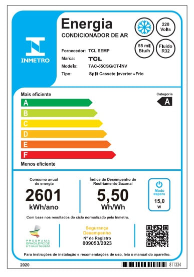 Encontraproduto.com.br - Ar Condicionado Split Cassete Inverter TCL 55000 BTU/h Frio TAC55CSGCTINV – 220 Volts