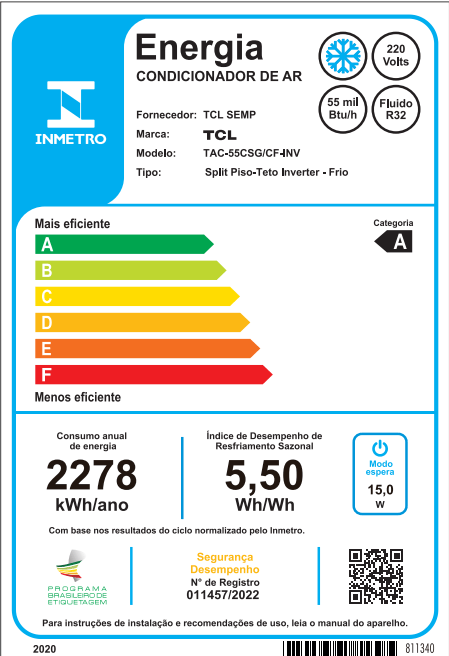 Encontraproduto.com.br - Ar Condicionado Split Cassete Inverter TCL 55000 BTU/h Frio TAC55CSGCTINV – 220 Volts