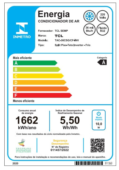 Encontraproduto.com.br - Tcl Ar Elite Series A1 Tac-36csa/cf-inv Condicionado Inverter Piso Teto 36000 Btus Frio 220v