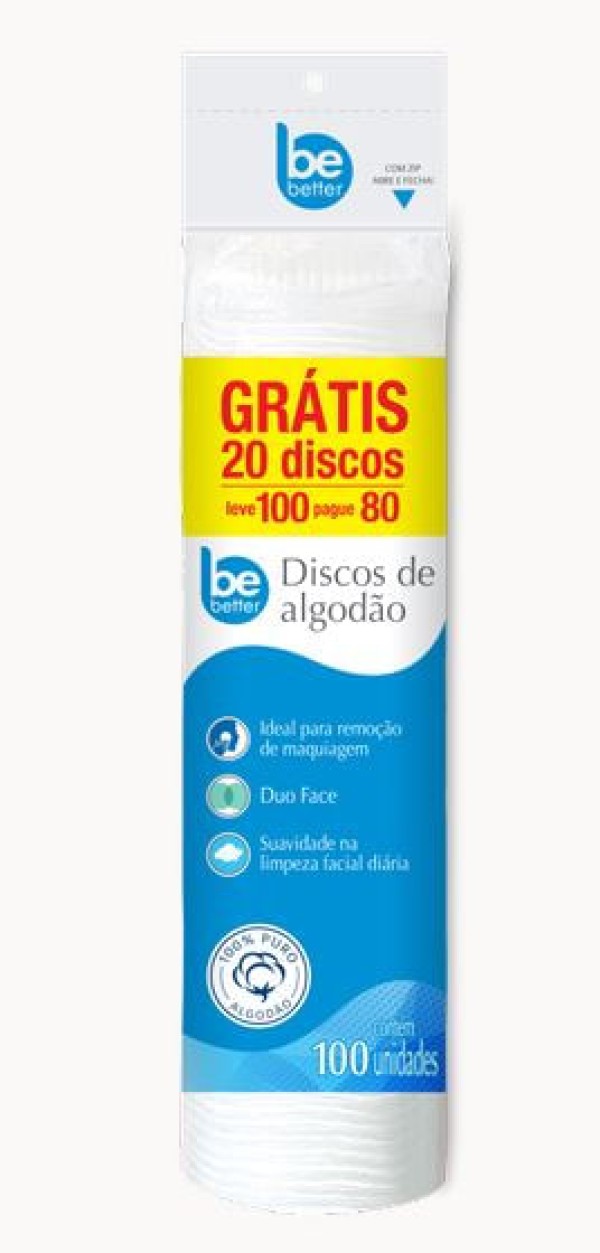 Encontraproduto.com.br - Algodao Disco Be Better 100un Lv100 Pg80