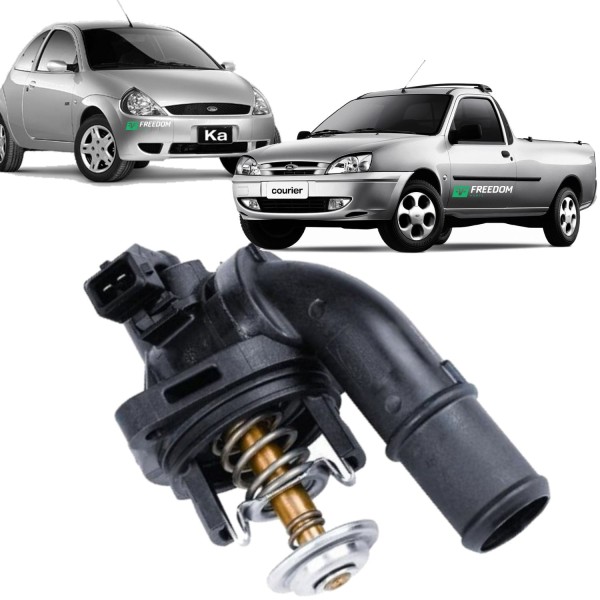 Encontraproduto.com.br - Carcaça da valvula termostática ford ka courier 1.0 1.6 8v zetec rocam - 2007 a 2013