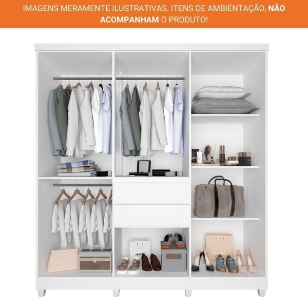 Encontraproduto.com.br - Guarda-roupa Casal 8 Portas Com Espelho 2 Gavetas Master Top Imop Branco Neve Branco Neve