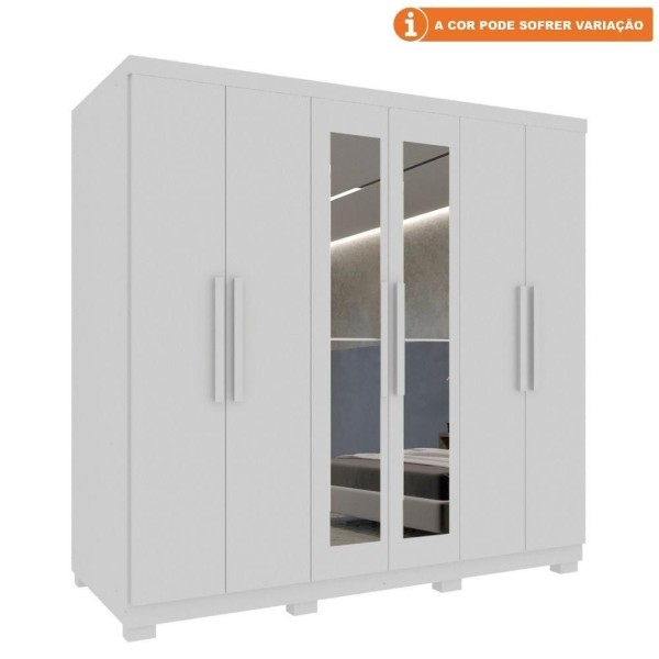 Encontraproduto.com.br - Guarda-roupa Casal 100% Mdf 6 Portas Com Espelho 4 Gavetas Sevilha Prime Imop Branco Neve Branco Neve