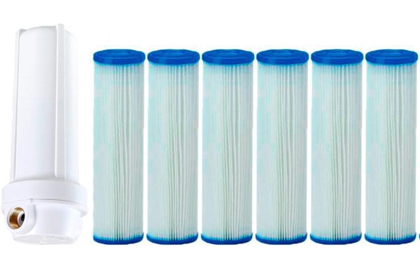 Encontraproduto.com.br - Kit Filtro Água Caixa Da Água, Com 6 Refil Lavável 5Micra