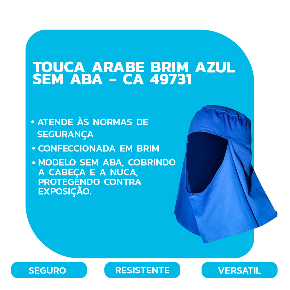 Encontraproduto.com.br - Touca Árabe Brascamp Brim sem Aba Azul