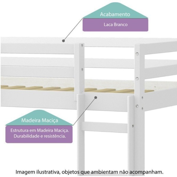 Encontraproduto.com.br - Cama Infantil Escorregador Prime Alta II Telhado II e Tenda Casatema