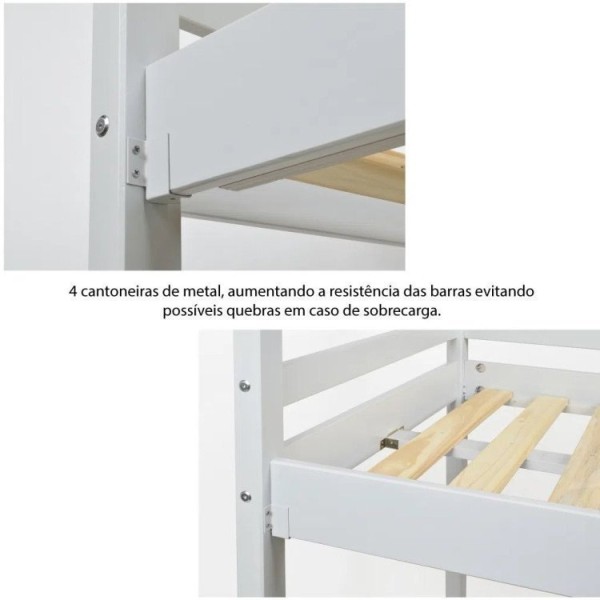 Encontraproduto.com.br - Cama Infantil Escorregador Prime Alta II Telhado II e Tenda Casatema
