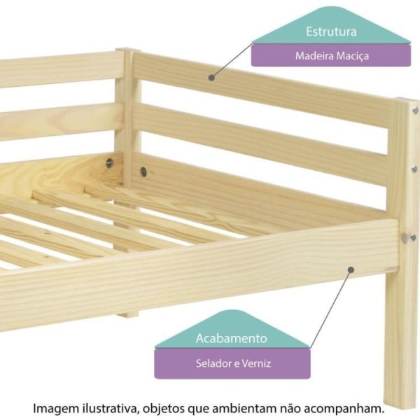 Encontraproduto.com.br - Bicama Solteiro Juvenil Prime Casatema Natural