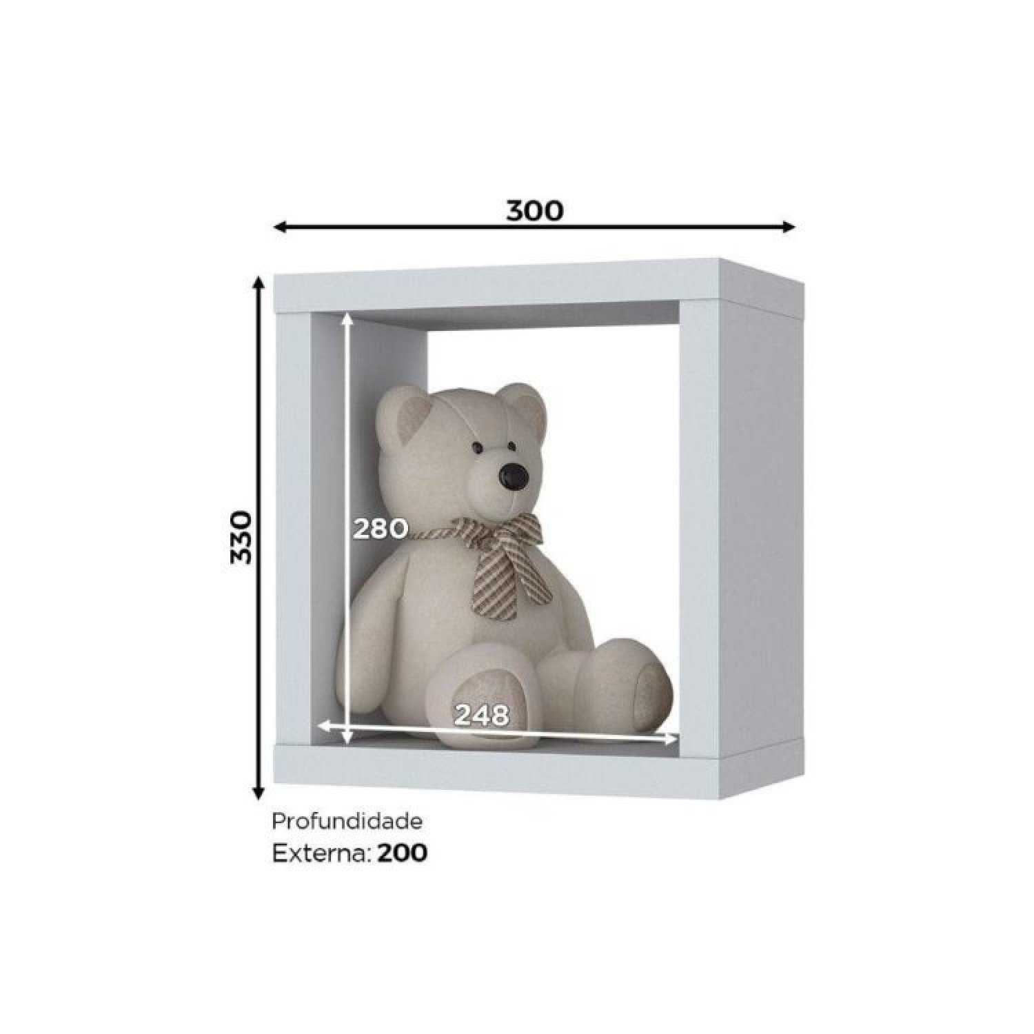 Encontraproduto.com.br - Kit 3 Nichos Para Quarto Infantil Quadrado Aquarela Henn Branco