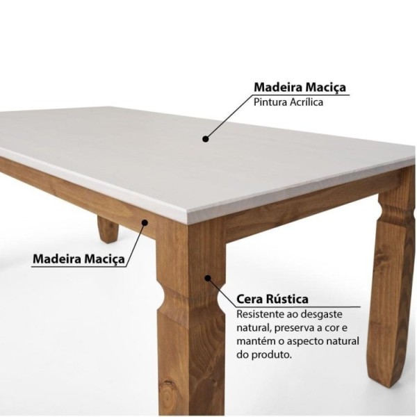 Encontraproduto.com.br - Conjunto Para Jardim Mesa 182Cm Com 2 Bancos Rústicos Corona Ideal Deiss Cera Mel/Branco