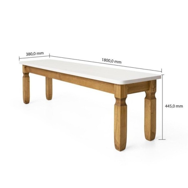 Encontraproduto.com.br - Conjunto Para Jardim Mesa 182Cm Com 2 Bancos Rústicos Corona Ideal Deiss Cera Mel/Branco