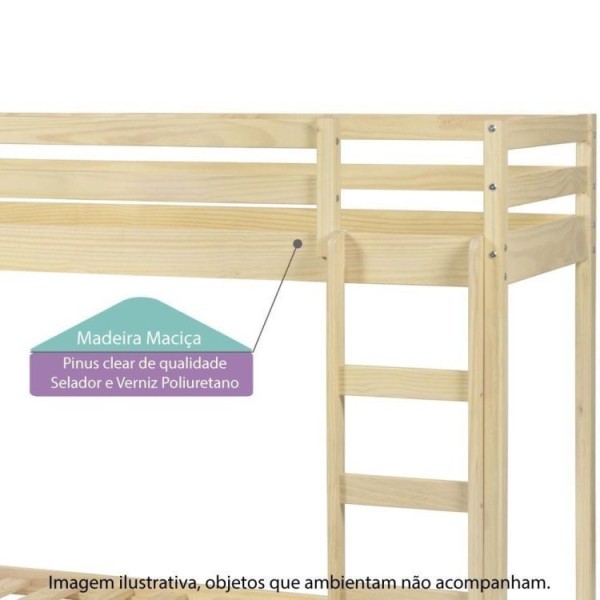 Encontraproduto.com.br - Beliche Montessoriana Prime Com Escorregador E Tenda Casatema Natural/Creme