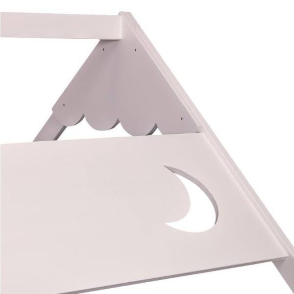 Encontraproduto.com.br - Beliche Montessoriana Prime Com Telhado Inclinado Lua E Escorregador Casatema Branco
