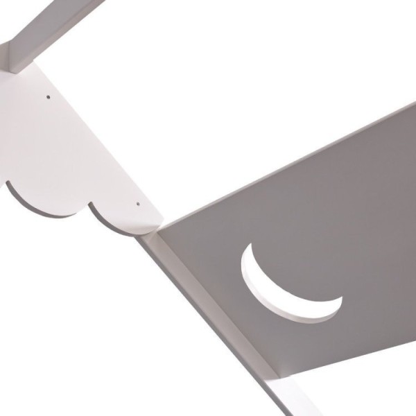 Encontraproduto.com.br - Cama Montessoriana Prime Com Telhado Inclinado Lua E Janela Casatema Branco
