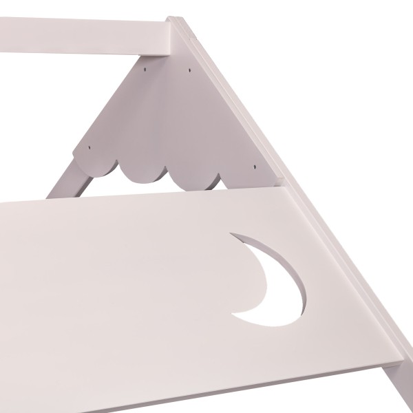 Encontraproduto.com.br - Cama Infantil Lousa Divertida com Escorregador, Telhado Lua e Tenda Branco/Rosa - Casatema