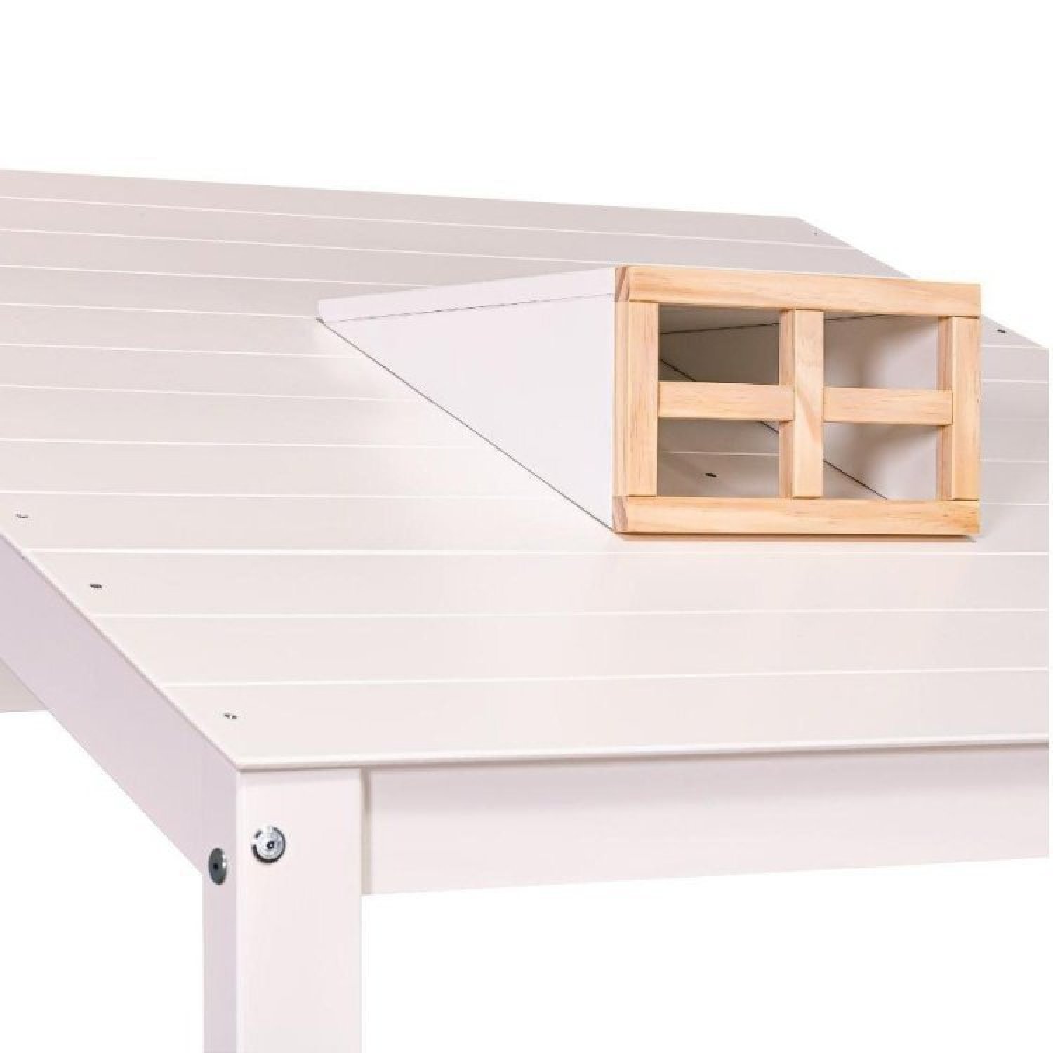 Encontraproduto.com.br - Cama Infantil Prime Alta Ii Com Escorregador E Telhado Clarabóia Casatema Branco/Natural