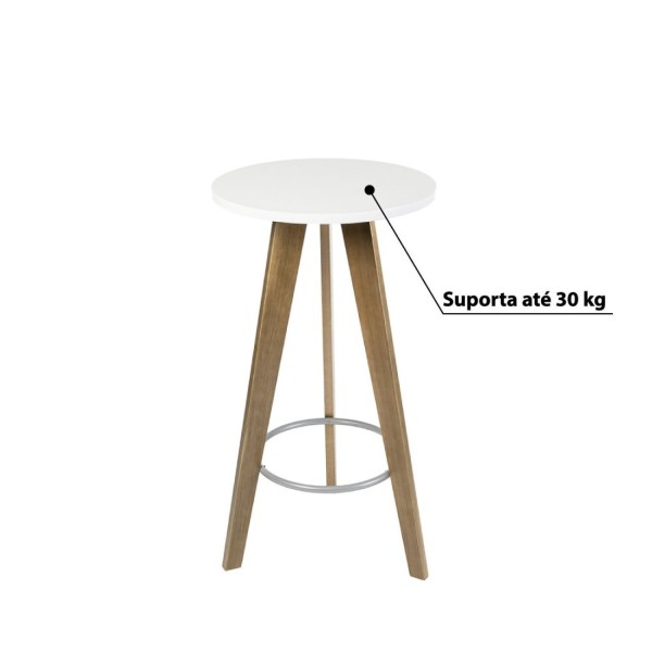 Encontraproduto.com.br - Mesa Bistrô com Pés em Madeira Eucalipto - Castanho/Branco