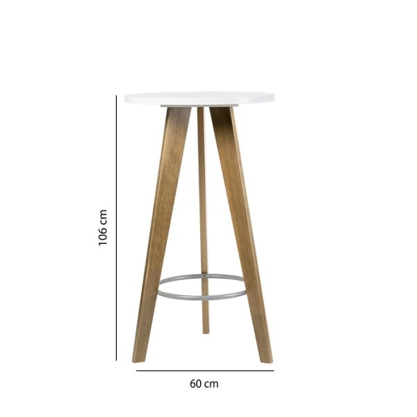 Encontraproduto.com.br - Mesa Bistrô com Pés em Madeira Eucalipto - Castanho/Branco