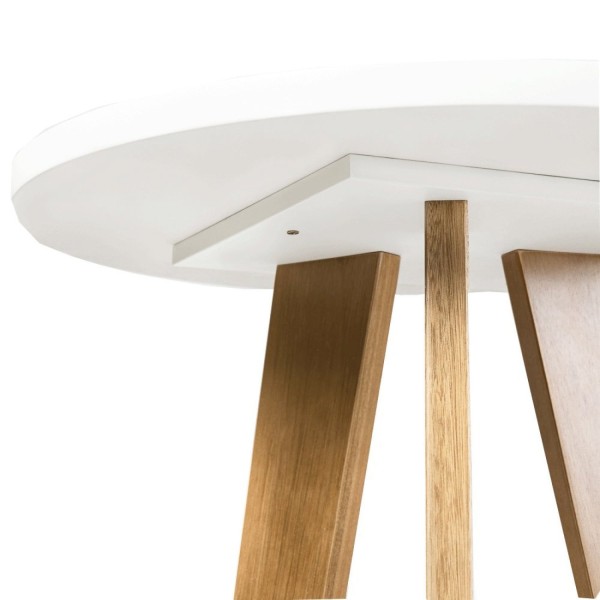 Encontraproduto.com.br - Mesa Bistrô com Pés em Madeira Eucalipto - Castanho/Branco