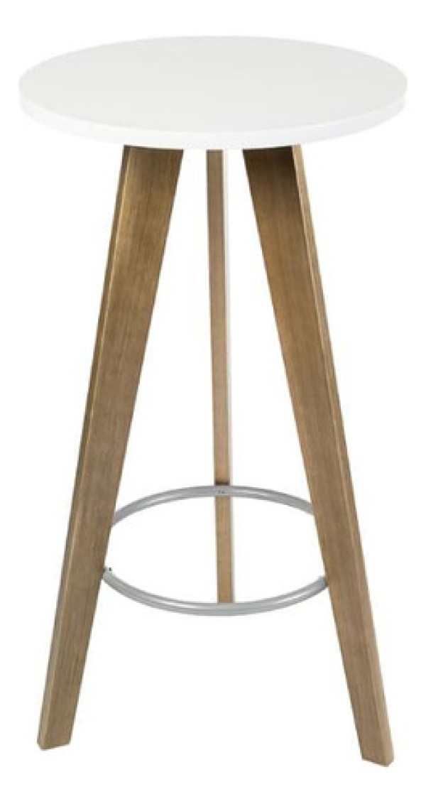 Encontraproduto.com.br - Mesa Bistrô com Pés em Madeira Eucalipto - Castanho/Branco