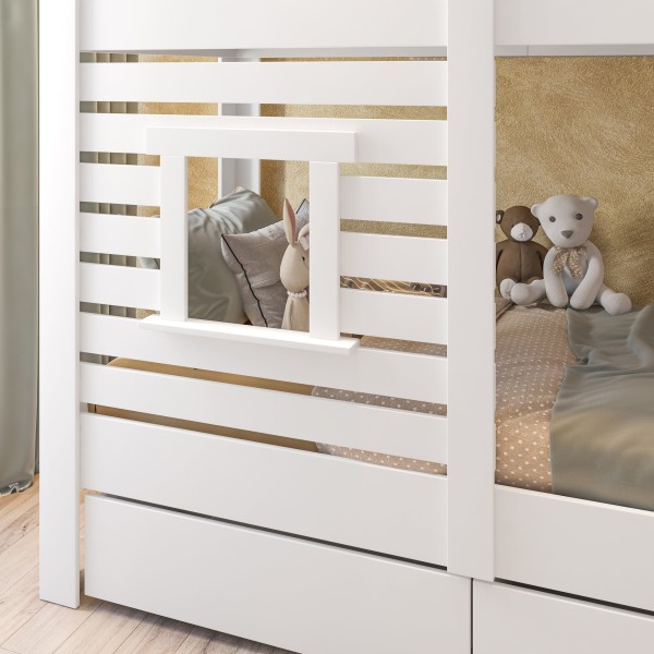 Encontraproduto.com.br - Beliche Infantil Star Plus Com Janela Casatema Branco