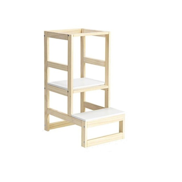 Encontraproduto.com.br - Torre de Aprendizagem Autônoma Montessoriano Natural/Branco - Casatema