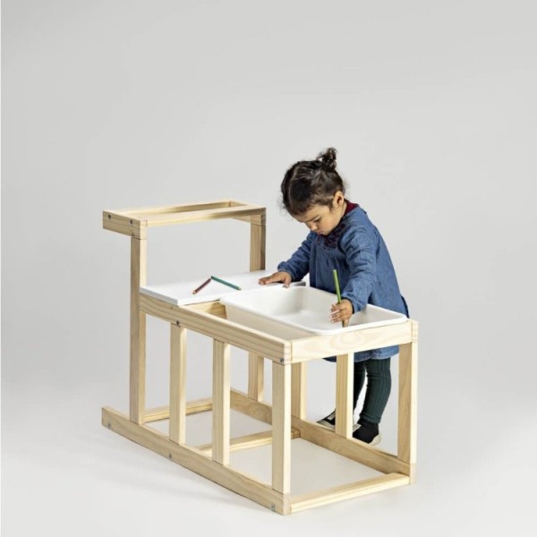Encontraproduto.com.br - Torre de Aprendizagem Autônoma Montessoriano Natural/Branco - Casatema