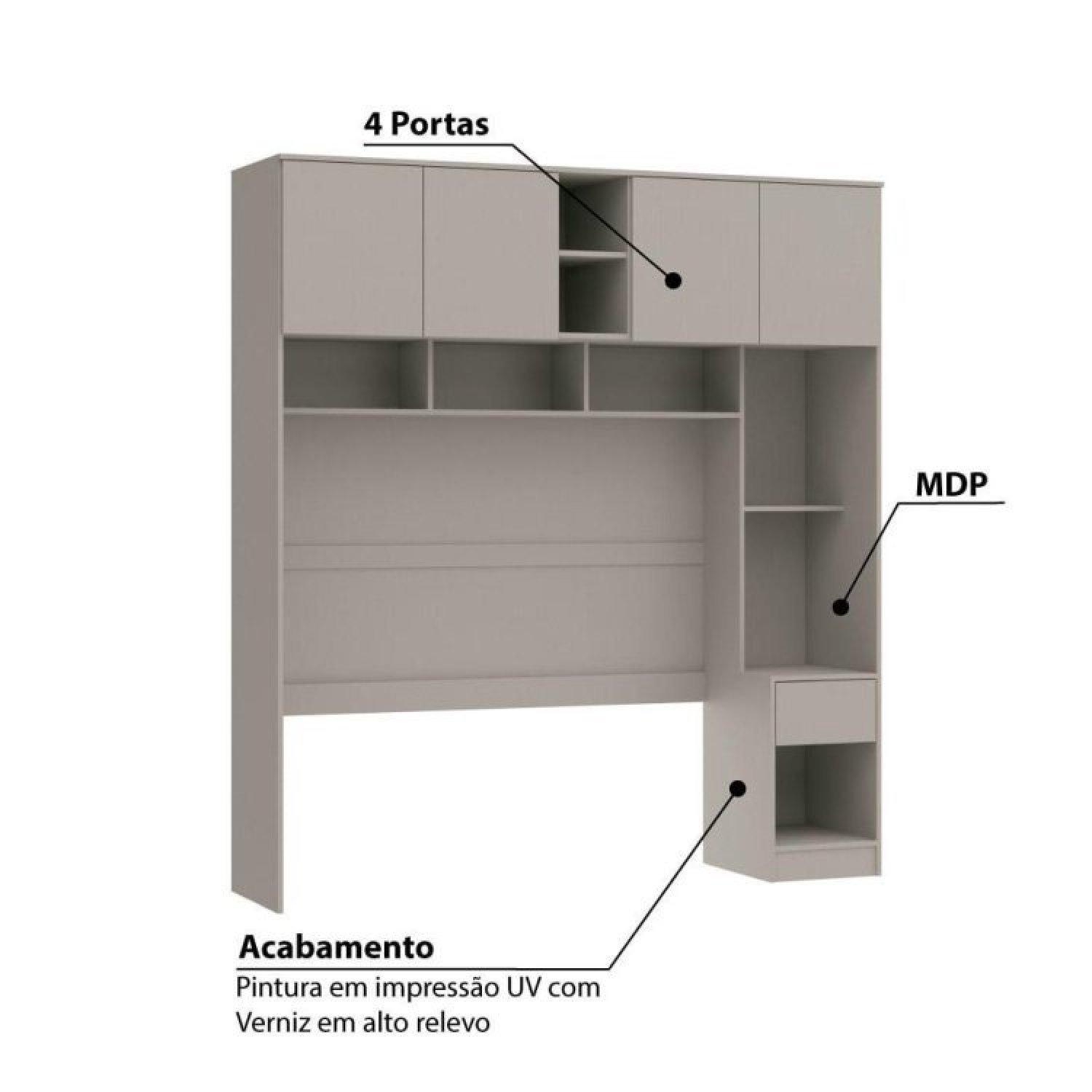 Encontraproduto.com.br - Quarto Modulado Casal Urban Com 8 Portas Móveis Castro Níquel