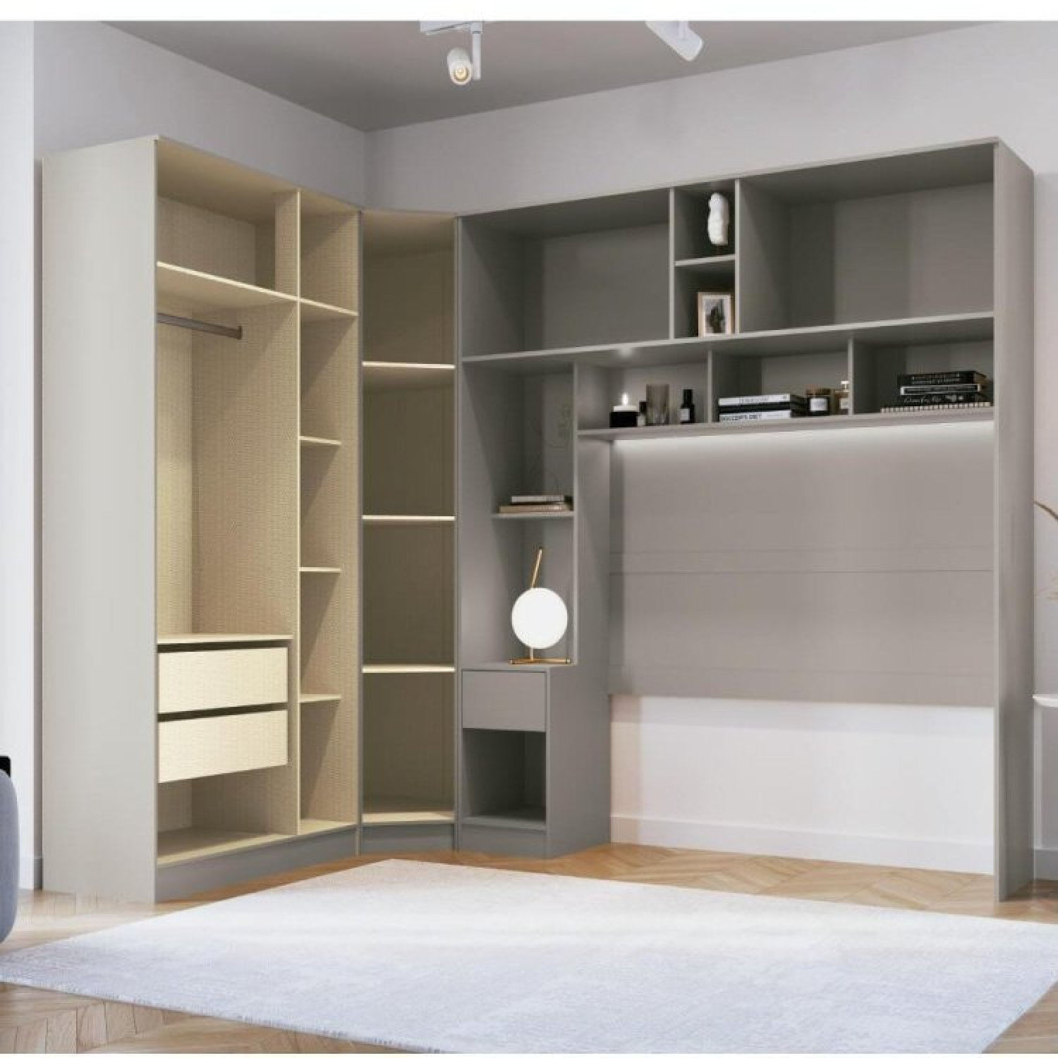 Encontraproduto.com.br - Quarto Modulado Casal Urban Com 8 Portas Móveis Castro Níquel