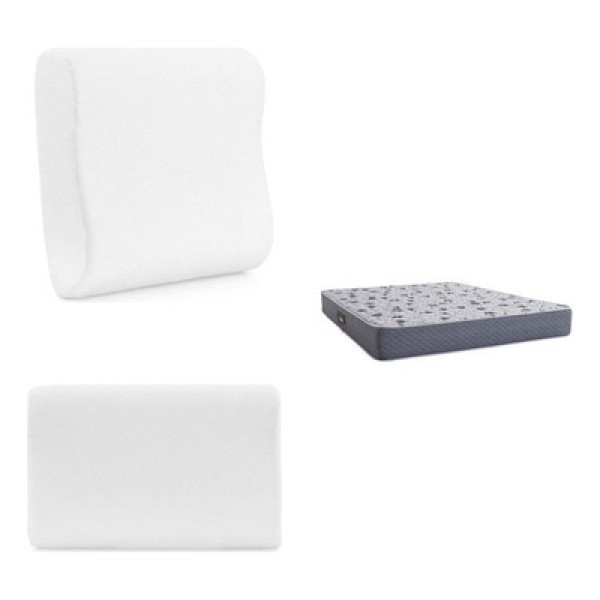 Encontraproduto.com.br - Colchão Queen Espuma D45 Black 158x198x20cm Com 2 Travesseiros Poliuretano Cervical Space Herval Cinza/branco