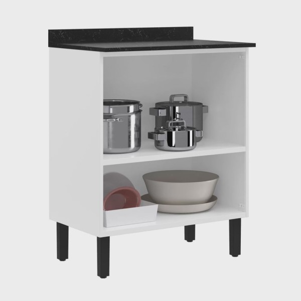 Encontraproduto.com.br - Balcão Para Cozinha 70Cm 2 Portas Com Tampo Florença Itatiaia Branco