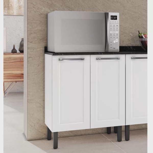 Encontraproduto.com.br - Balcão Para Cozinha 70Cm 2 Portas Com Tampo Florença Itatiaia Branco