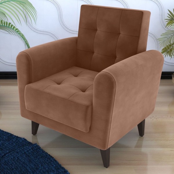 Poltrona Para Sala De Estar Em Veludo Lívia Matrix Veludo/ferrugem