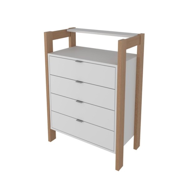 Encontraproduto.com.br - Gaveteiro 4 Gavetas Az1012 Tecno Mobili Amêndoa/branco