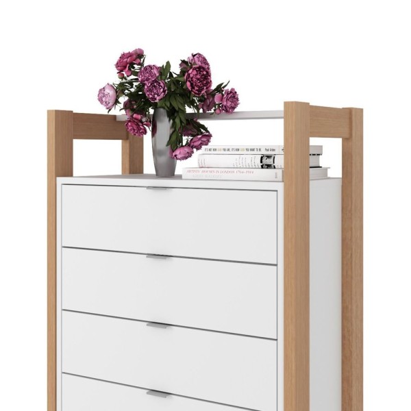 Encontraproduto.com.br - Gaveteiro 4 Gavetas Az1012 Tecno Mobili Amêndoa/branco