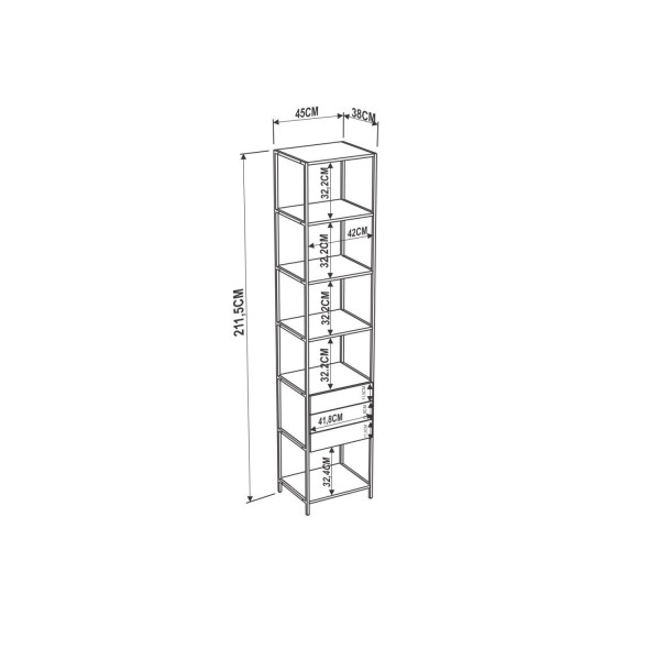 Encontraproduto.com.br - Conjunto 2 Módulos Para Closet 5 Gavetas Industrial Artesano Vermont/Preto