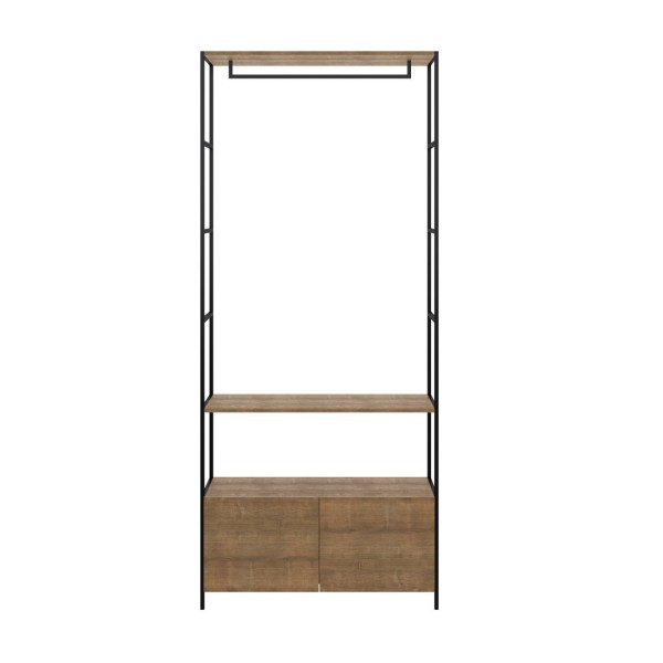 Encontraproduto.com.br - Conjunto 2 Módulos Para Closet 5 Gavetas Industrial Artesano Vermont/Preto