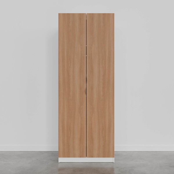 Encontraproduto.com.br - Guarda-Roupa 2 Portas com Cabideiro e 2 Gavetas Hera CabeCasa MadeiraMadeira Branco Geada/Louro