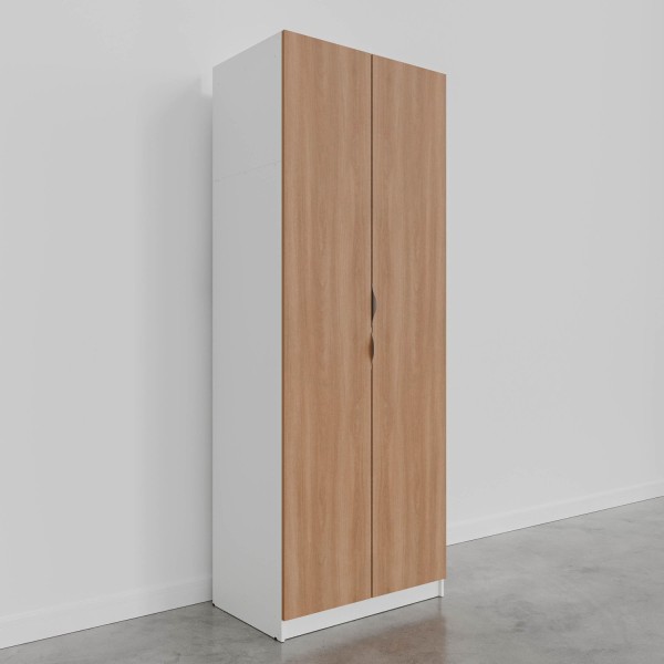Encontraproduto.com.br - Guarda-Roupa 2 Portas com Cabideiro e 2 Gavetas Hera CabeCasa MadeiraMadeira Branco Geada/Louro