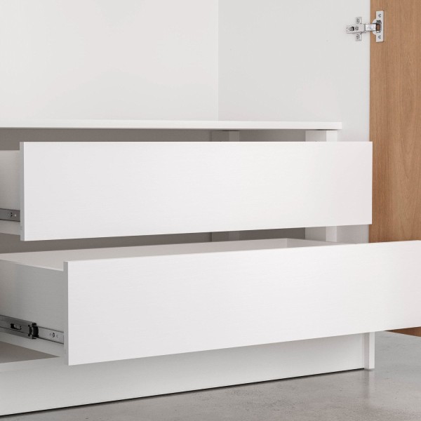 Encontraproduto.com.br - Guarda-Roupa 2 Portas com Cabideiro e 2 Gavetas Hera CabeCasa MadeiraMadeira Branco Geada/Louro