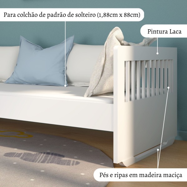 Encontraproduto.com.br - Cama Sofá  Infantil Neo Timber Branco