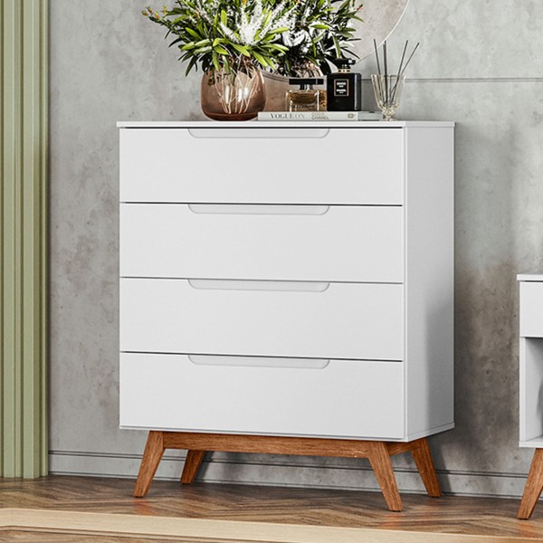Encontraproduto.com.br - Cômoda Solteiro Retrô 4 Gavetas Alpi Branco