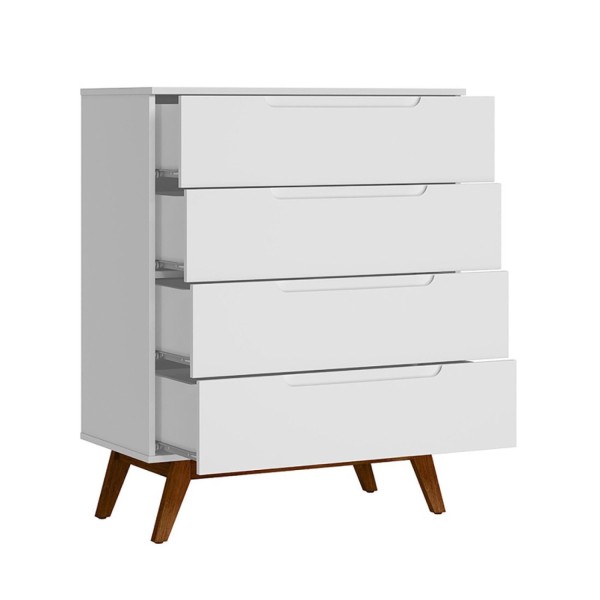 Encontraproduto.com.br - Cômoda Solteiro Retrô 4 Gavetas Alpi Branco