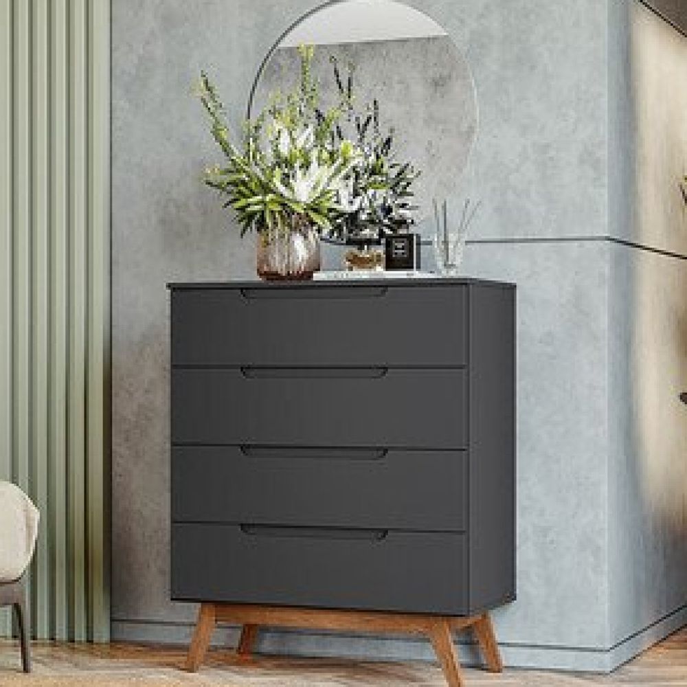 Cômoda Infantil Retrô 4 Gavetas Alpi Olivar Móveis Preto