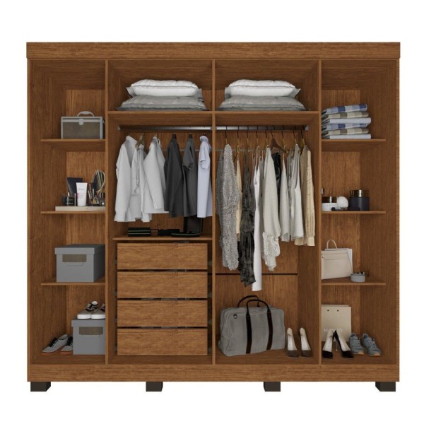 Encontraproduto.com.br - Guarda Roupa Casal Com Espelho 6 Portas 4 Gavetas Londres Prime Imop Móveis Cinamomo